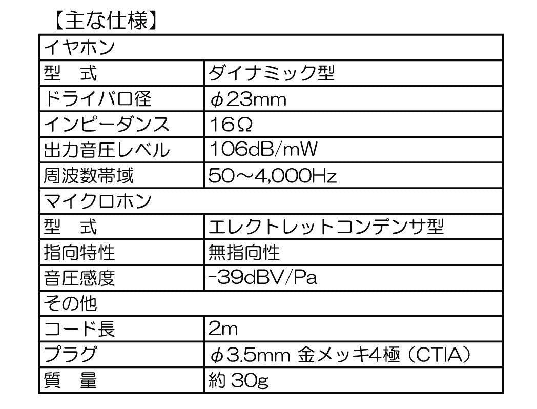 ESM-270CT イヤセット 4極（CTIA規格）日本製